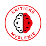 kriticke myslenie Ikona kritického myslenia - mozog rozdelený na dve polovice v červenom kruhu s nápisom CRITICAL THINKING. Symbol schopnosti spochybniť vlastný úsudok a zmeniť názor na základe nových informácií.