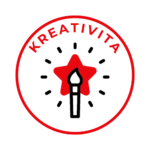 kreativita Ikona kreativity - postava s hviezdou nad hlavou a nápisom CREATIVITY. Symbol schopnosti myslieť inak, porušovať pravidlá a vytvárať nové spôsoby podnikania.