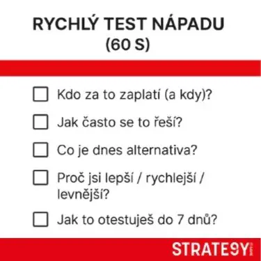 Rychlý test podnikatelského nápadu: kdo zaplatí, alternativa a jak otestovat do 7 dnů