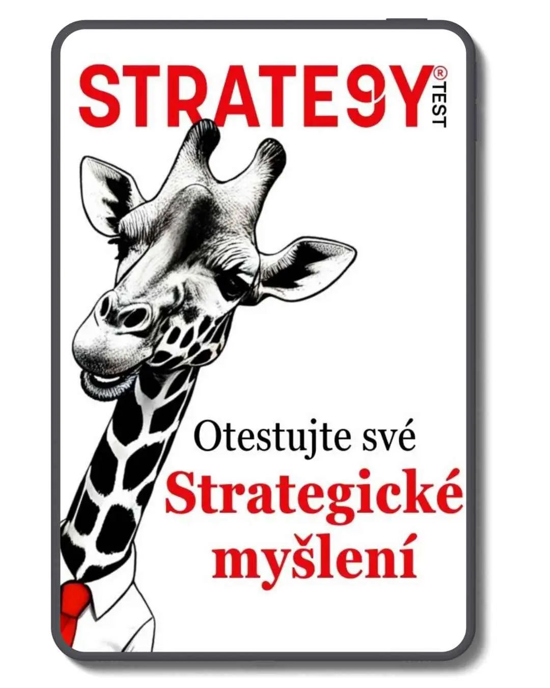 strate9ytest Obrázek testu STRATE9Y s ilustrací žirafy a nápisem „Otestujte své strategické myšlení“. Výzva k bezplatnému testu pro zjištění úrovně strategického uvažování.
