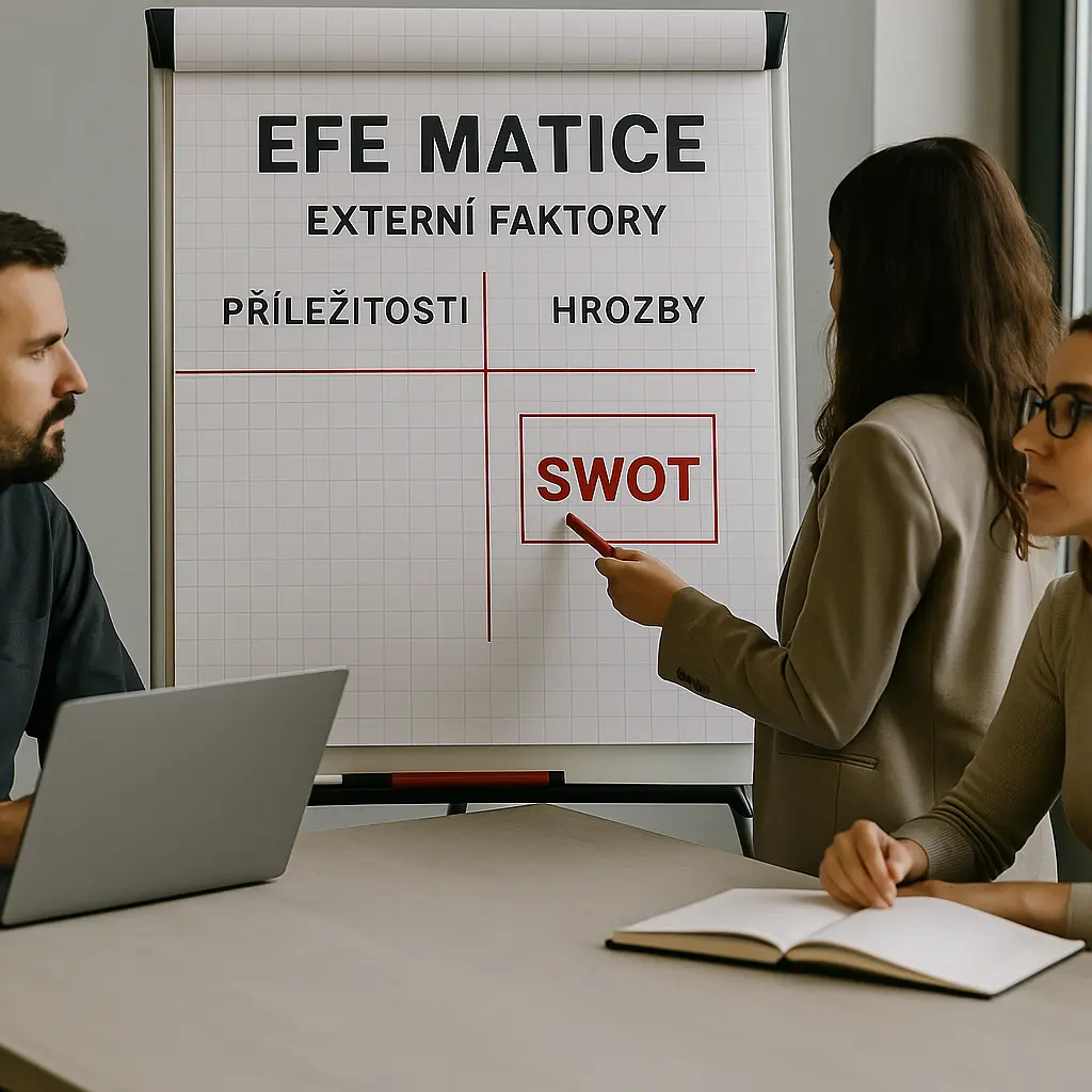 EFE matice – rozdíl mezi vahou externího faktoru a ratingem reakce firmy