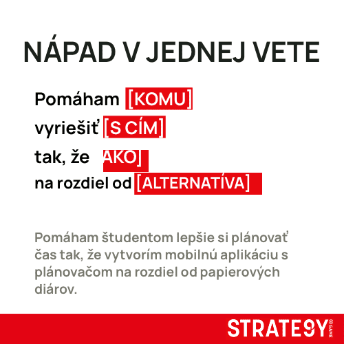 Podnikateľské nápady 5 Šablóna: myšlienka v jednej vete (kto, čo, ako, alternatíva)