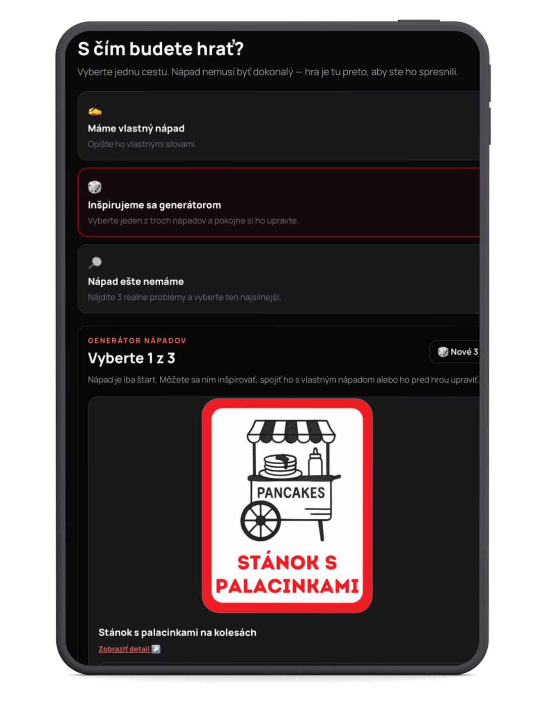 Digitálny sprievodca hrou STRATE9Y Game Master – výber podnikateľského nápadu